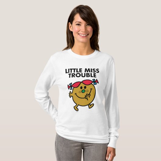 Miss Trouble | Zwarte briefing T-shirt (Voorkant volledig)