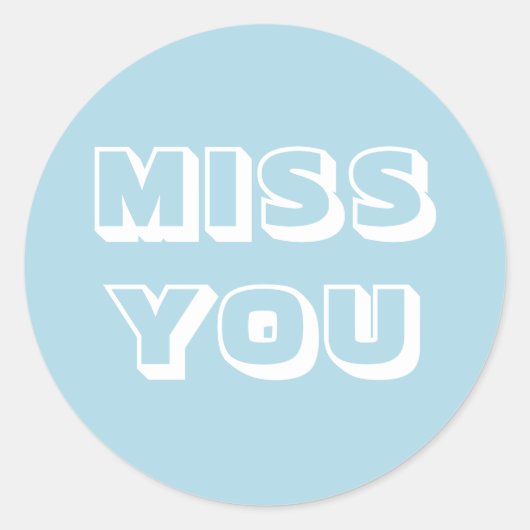 Miss U, lichtblauw wit, modern vet Ronde Sticker (Voorkant)