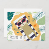 Miss U Sloth Vacation Beach Pool Briefkaart (Voorkant / Achterkant)