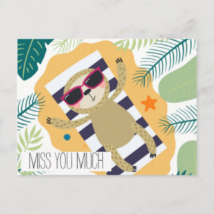 Miss U Sloth Vacation Beach Pool Briefkaart