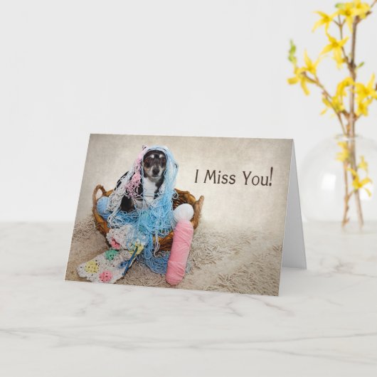 MISS U ZO VEEL - HUMOR - DOG GEVAARLIJK IN GARENS KAART (Gele Bloem)