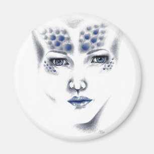 Miss Universe geweldige Alien Woman Originele Kuns Magneet