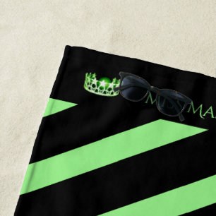 Miss USA Apple Green Stripe Crown Strandlaken