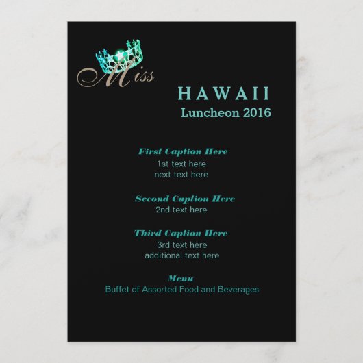 Miss USA Black Shimmer Luncheon Programma Kaart (Voorkant)