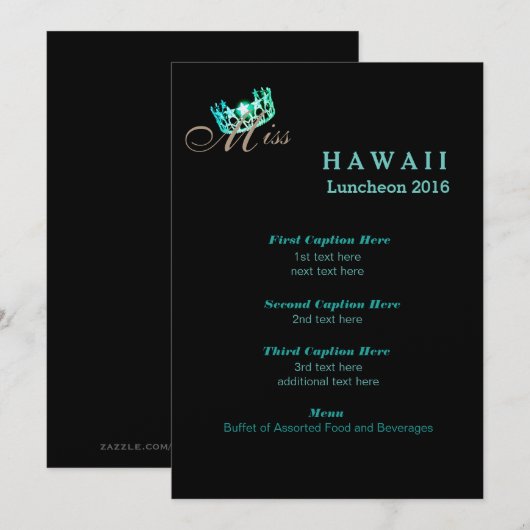 Miss USA Black Shimmer Luncheon Programma Kaart (Voorkant / Achterkant)