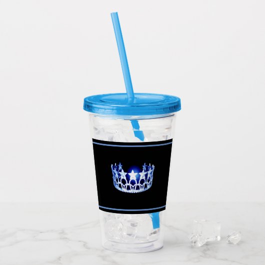 Miss USA Blue Crown Acrylic Tumbler Acryl Drinkbeker (Voorkant ijs)