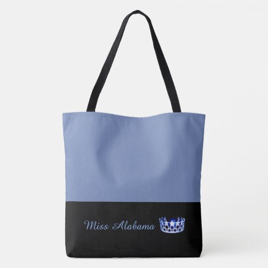 Miss USA Blue Crown Canvas tas-Medium Blauw Tote Bag (Achterkant)