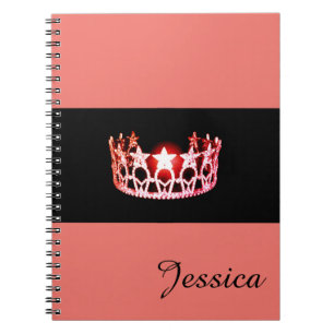 Miss USA Coral Crown Notitieboek - Aangepaste naam