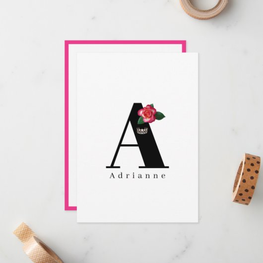 Miss USA Crown Flat Note Cards-Roos Notitiekaartje (Voorkant / Achterkant in situ)