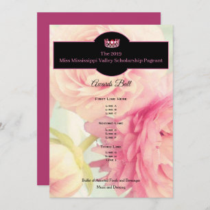 Miss USA Crown Peonies Awards Ball Program Kaart