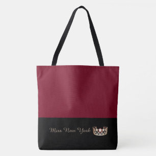 Miss USA Gold Crown Canvas tas-LRGE Crimson Tote Bag