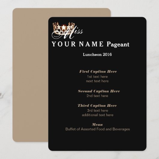 Miss USA Gold Crown Luncheon Programma Kaart (Voorkant / Achterkant)