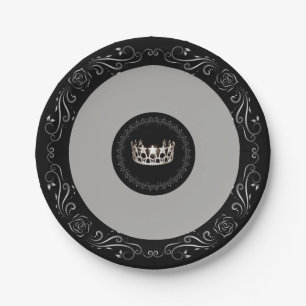 Miss USA Grijs Zilveren Kroon 7" Papieren Borden Bordje