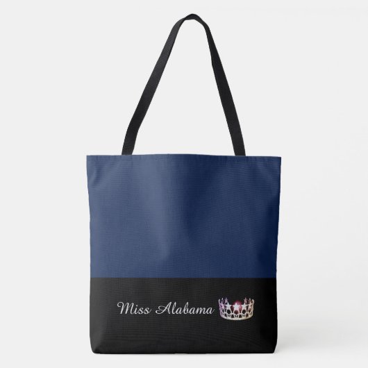 Miss USA State Silver Crown Canvas tas-Large Navy Tote Bag (Voorkant)