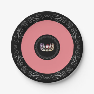 Miss USA stijl Black Coral 7" Papieren Borden Bordje