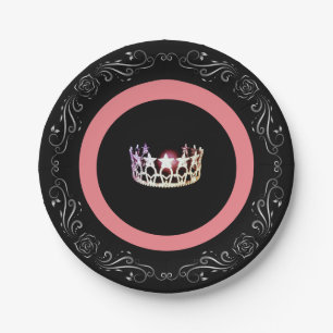 Miss USA stijl Black Coral 7" Papieren Borden Bordje