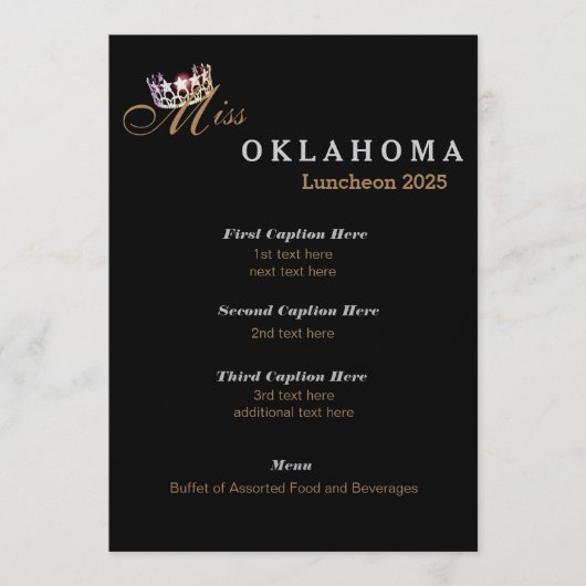 Miss USA stijl Black Shimmer Luncheon Programma Ka (Voorkant)