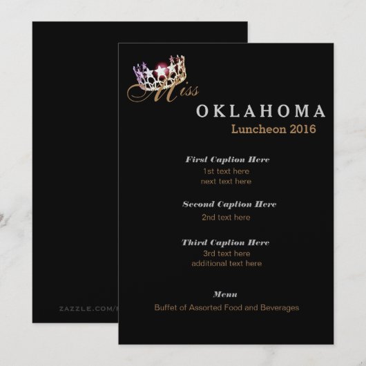 Miss USA stijl Black Shimmer Luncheon Programma Ka (Voorkant / Achterkant)