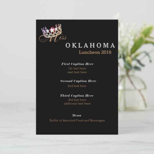 Miss USA stijl Black Shimmer Luncheon Programma Ka (Staand voorkant)