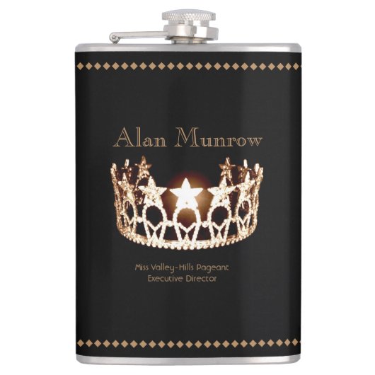Miss USA stijl Crown Flask Custom Naam Heupfles (Voorkant)