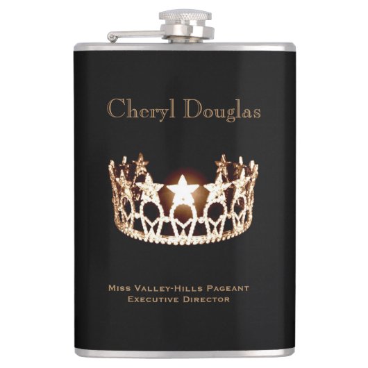 Miss USA stijl Crown Flask Custom Naam Heupfles (Voorkant)