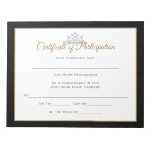 Miss USA stijl Pageant Certificaten-Deeltje Notitieblok