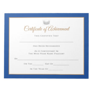 Miss USA stijl Pageant Certificates-Achievmmnt Notitieblok