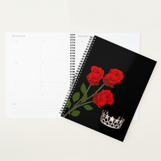Miss USA stijl Pageant Crown & Red Roses Planner (Display)