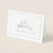 Miss USA stijl Pageant Silver Foil Tiara Note Card Folie Kaarten (Voorkant)