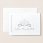 Miss USA stijl Pageant Silver Foil Tiara Note Card Folie Kaarten (Voorkant met envelop)