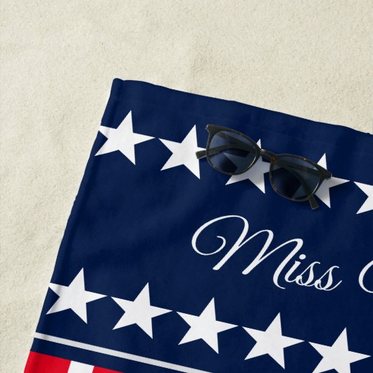 Miss USA-stijl Patriotic Pageant Beach Towel Strandlaken (In situ)