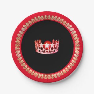 Miss USA stijl Red-Coral 7" Papieren Borden Bordje
