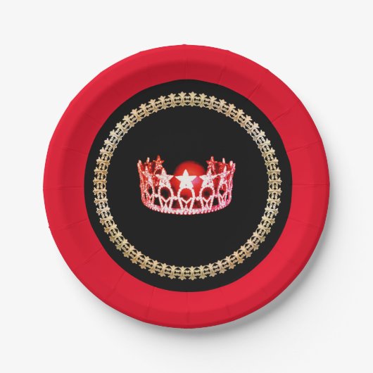 Miss USA stijl Red-Coral 7" Papieren Borden Bordje (Voorkant)