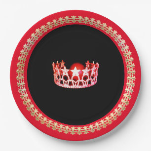 Miss USA stijl Red-Coral 9" Paper Borden Papieren Bordje
