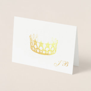 Miss USA Style Gold Foil Crown & Monogram Kaart
