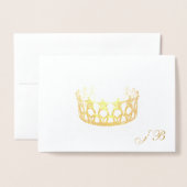 Miss USA Style Gold Foil Crown & Monogram Kaart (Voorkant met envelop)