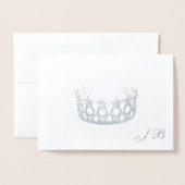 Miss USA Style Silver Foil Crown & Monogram Kaart (Voorkant met envelop)