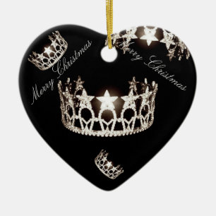 Miss USA Zilveren Kerstkransornament Keramisch Ornament