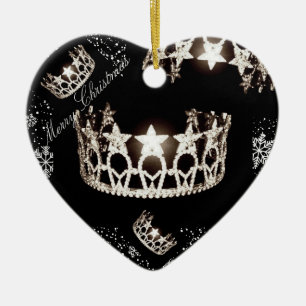 Miss USA Zilveren Kerstkransversiering Keramisch Ornament