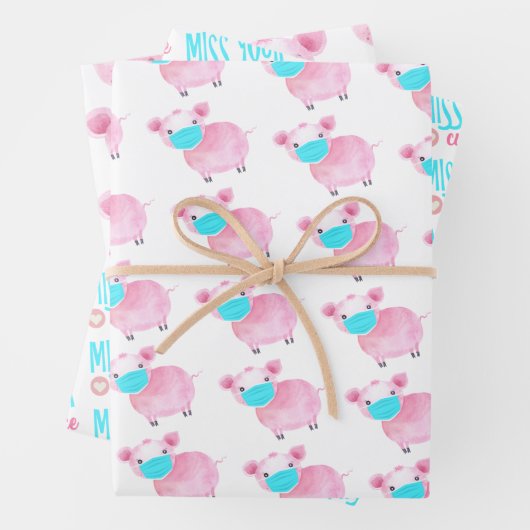 Miss Uw Kute Face Pig Wrapping Paper Set (In situ)