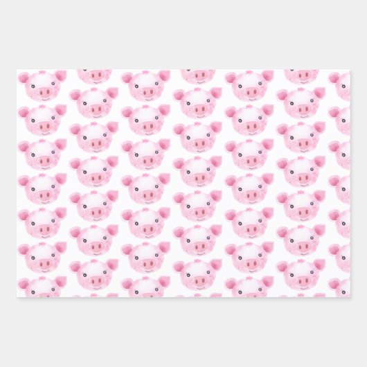 Miss Uw Kute Face Pig Wrapping Paper Set (Voorkant 3)