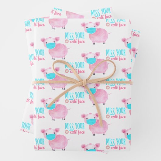 Miss Uw Kute Face Pig Wrapping Sheets Inpakpapier Vel (In situ)