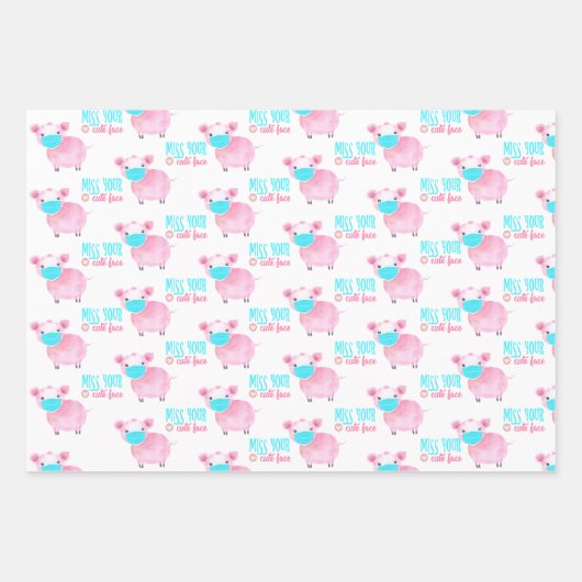 Miss Uw Kute Face Pig Wrapping Sheets Inpakpapier Vel (Voorkant)