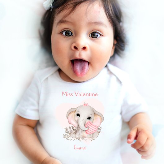 Miss Valentijn gepersonaliseerde naam meisje roze  Romper