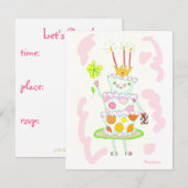 Miss verjaardagstaart-uitnodiging kaart (Voorkant / Achterkant)