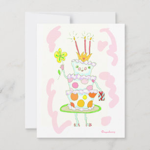 Miss verjaardagstaart-uitnodiging kaart