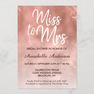 Miss voor Mrs Metallic Glam Roos Gold Vrijgezellen Kaart
