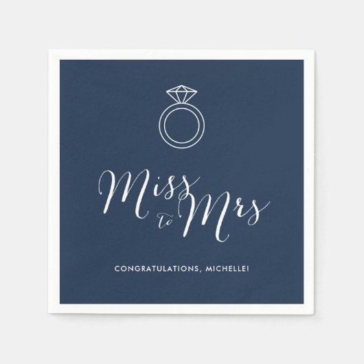 Miss voor Mrs Vrijgezellenfeest Napkin | Marine Bl Servet (Voorkant)