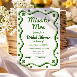 Miss voor Mrs Wavy Lucky Green Vrijgezellenfeest Kaart