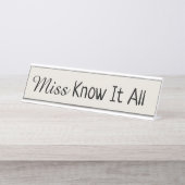 Miss weet het allemaal bureau naambordje (Voorkant)